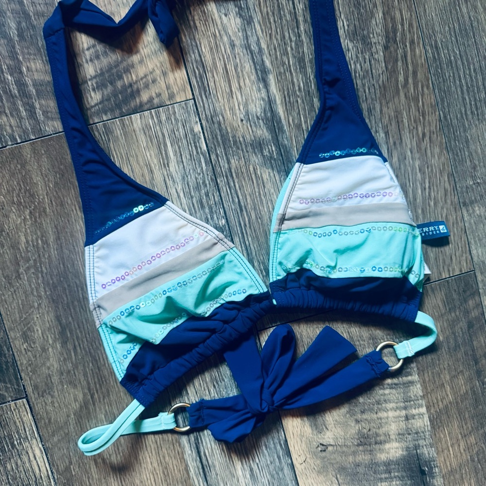 Sperry Navy and Aqua bikini Top